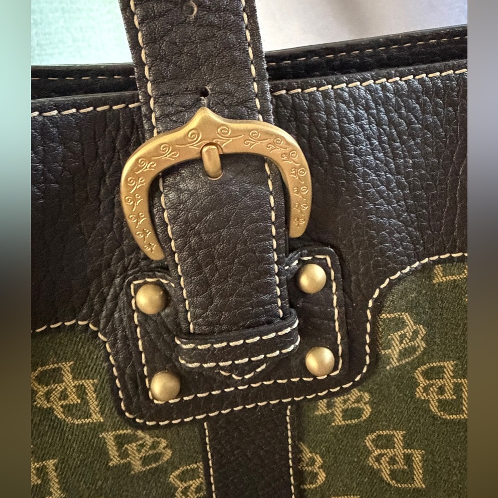 Dooney & Bourke Olive and Dark Brown Tote - Picture 3 of 8
